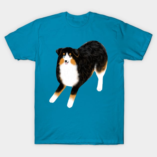 Australian Shepherd (Black Tri) T-Shirt by illucalliart